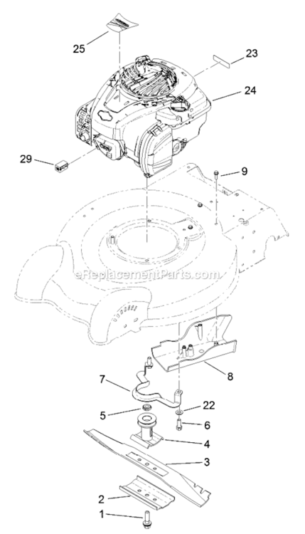 Engine_And_Blade_Assembly Diagram and Parts List for 10632  Lawn Boy Lawn Mower